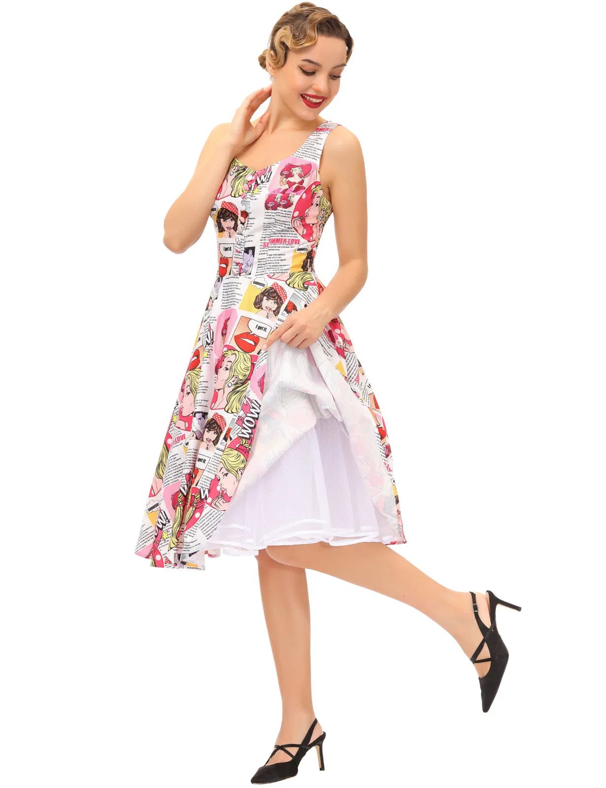 1950s Retro Vintage Sleeveless Homecoming Dresses Cocktail Party A-Line Dress for Summer