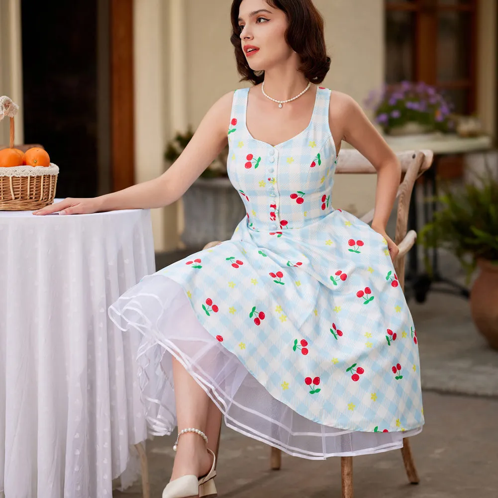 1950s Retro Vintage Sleeveless Homecoming Dresses Cocktail Party A-Line Dress for Summer