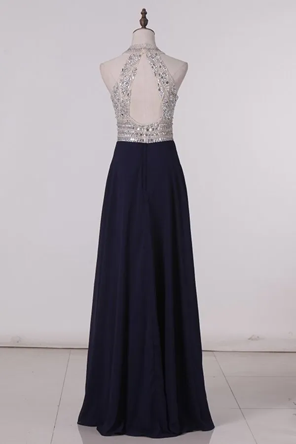 2024 Scoop Prom Dresses Chiffon With Beading A PX8Y5QG8