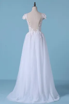 2024 Sexy Beach Wedding Dresses A-Line V-Neck PLQ142S5