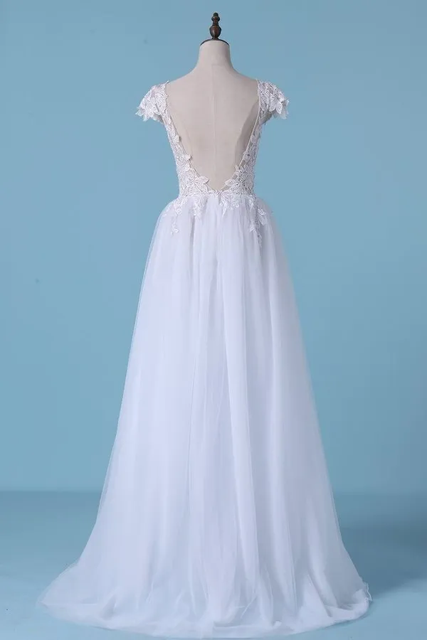 2024 Sexy Beach Wedding Dresses A-Line V-Neck PLQ142S5