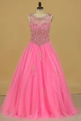 2024 Tulle Scoop Open Back Quinceanera Dresses With P9NFGA8R