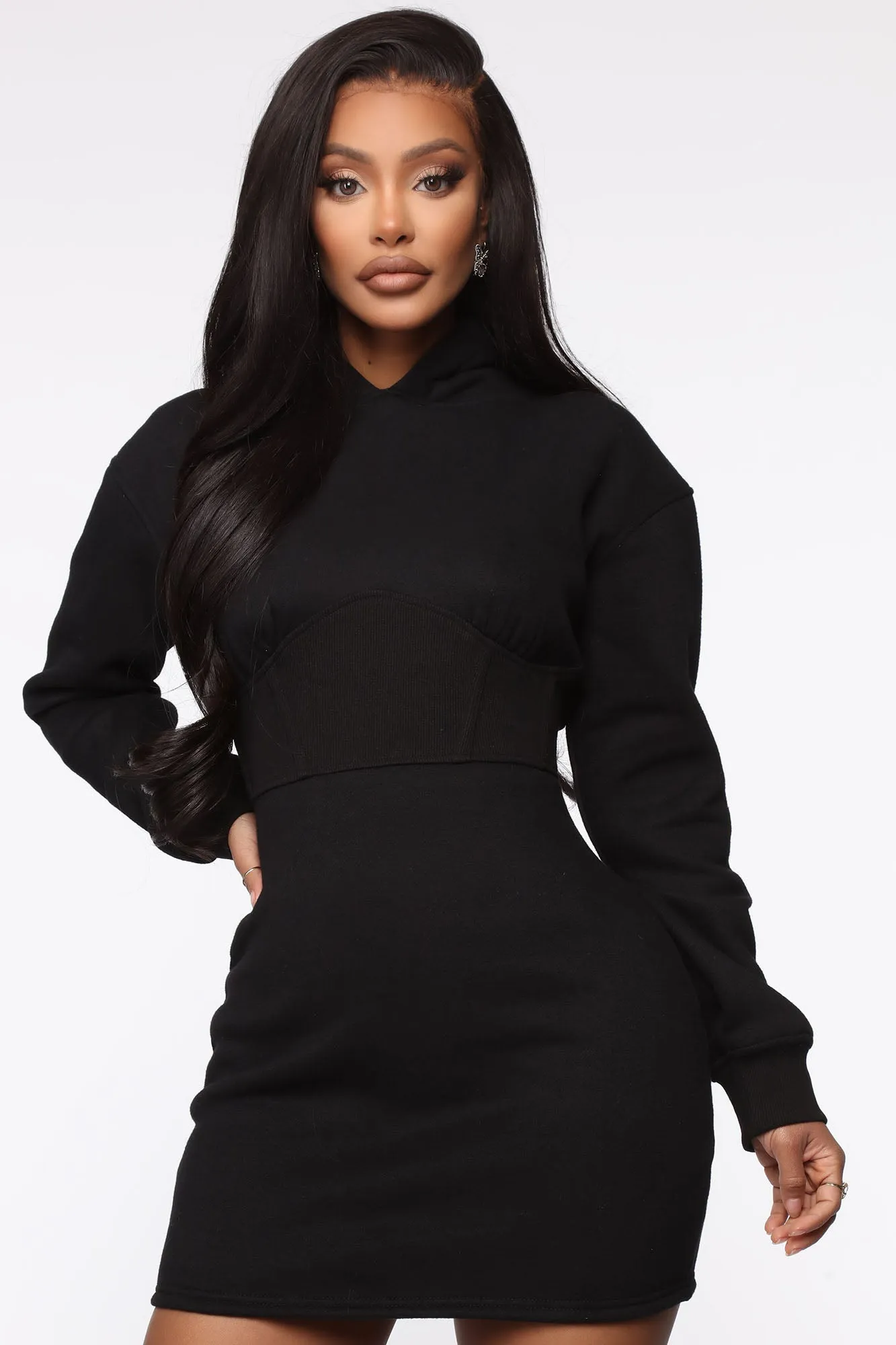 A Cheeky Matter Sweater Mini Dress - Black