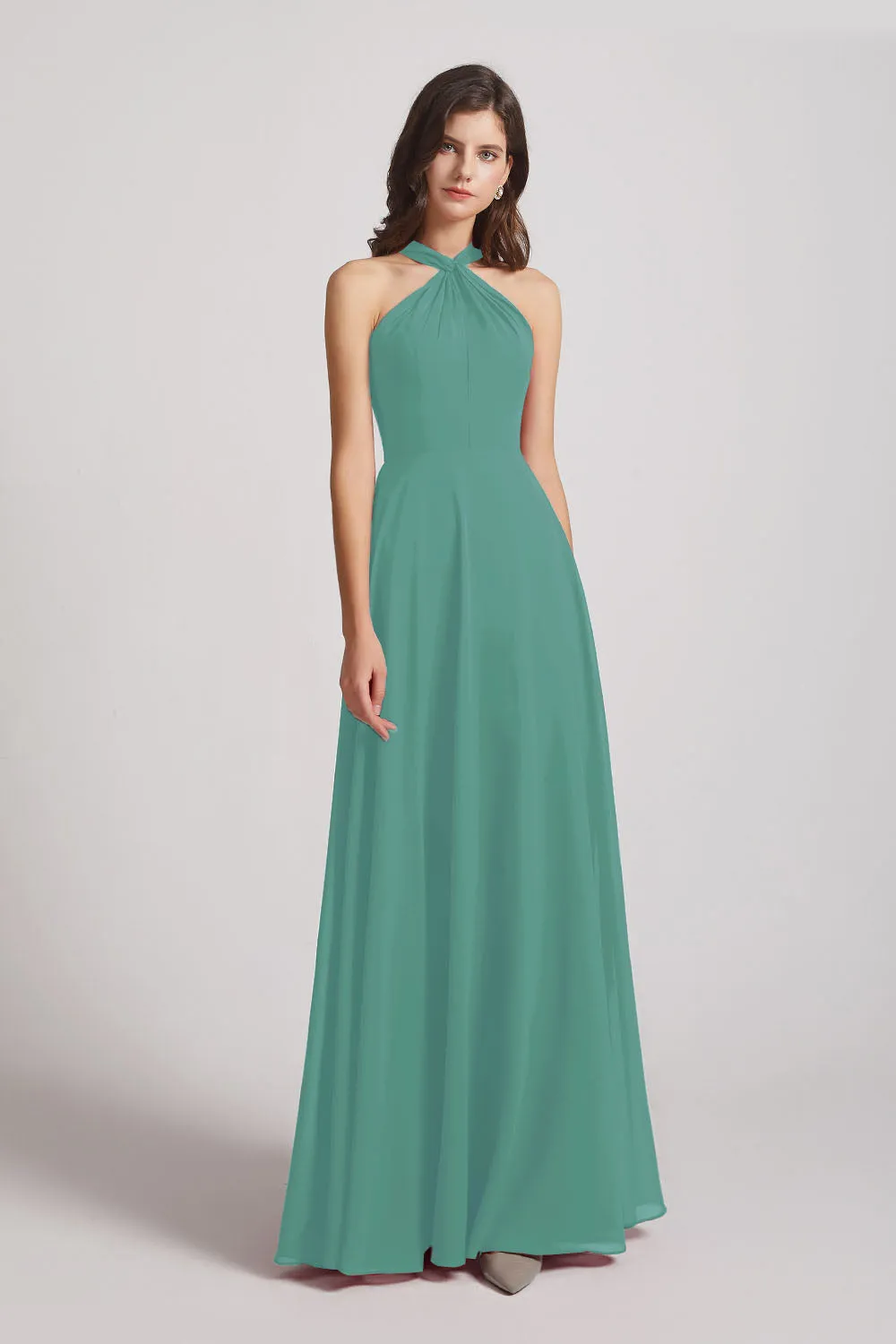 A-Line Chiffon Cross Halter Neckline Bridesmaid Dresses (AF0114)