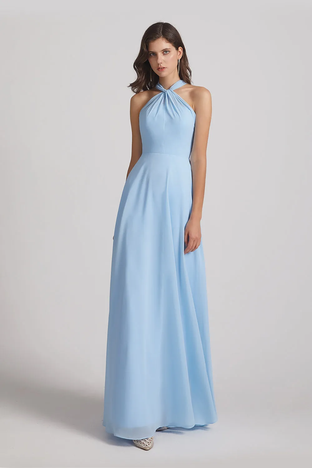 A-Line Chiffon Cross Halter Neckline Bridesmaid Dresses (AF0114)