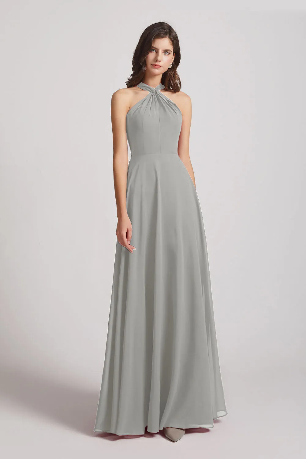 A-Line Chiffon Cross Halter Neckline Bridesmaid Dresses (AF0114)