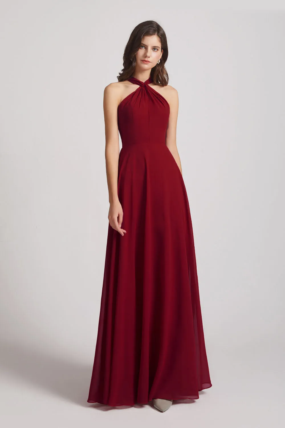 A-Line Chiffon Cross Halter Neckline Bridesmaid Dresses (AF0114)