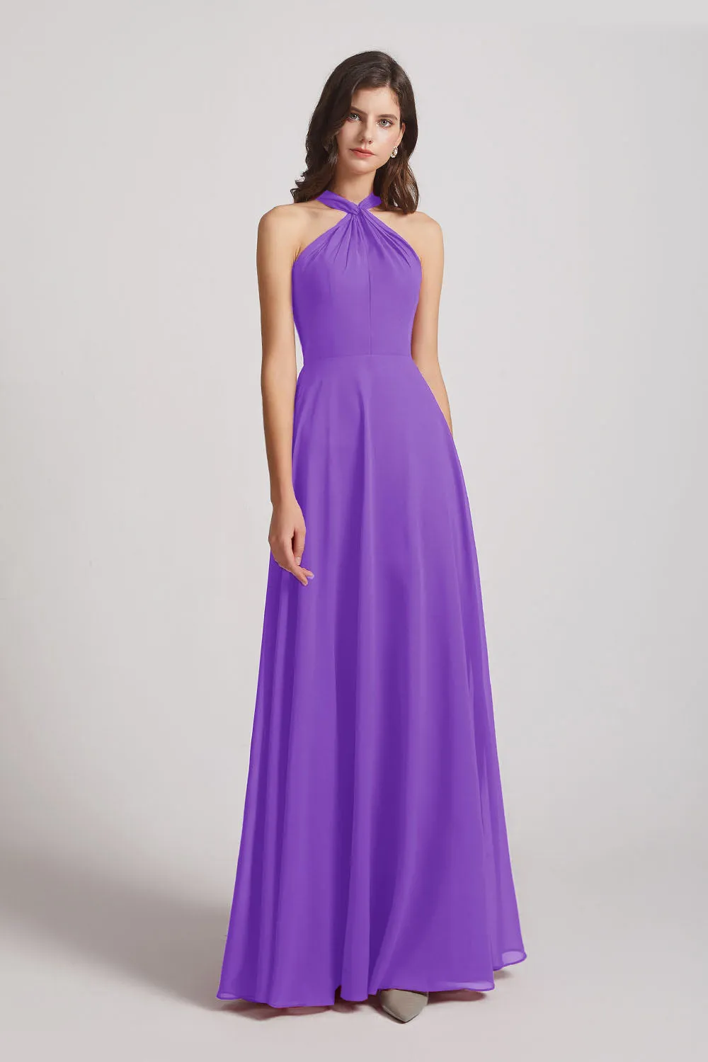 A-Line Chiffon Cross Halter Neckline Bridesmaid Dresses (AF0114)