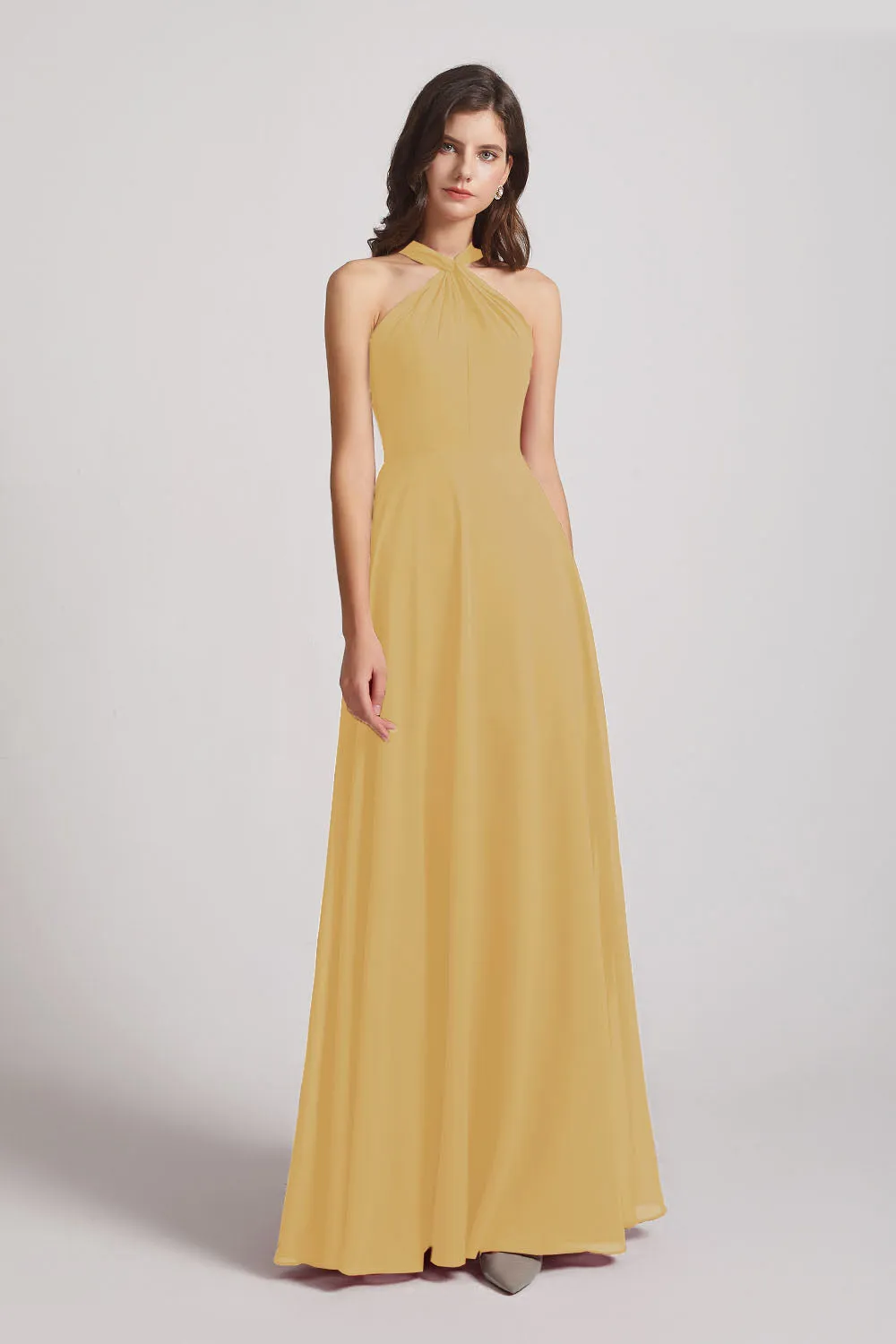 A-Line Chiffon Cross Halter Neckline Bridesmaid Dresses (AF0114)