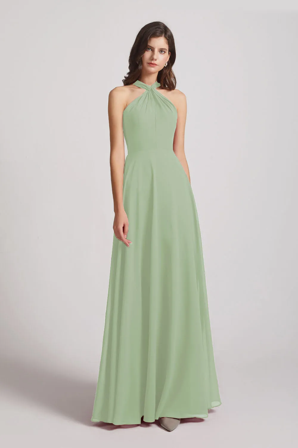 A-Line Chiffon Cross Halter Neckline Bridesmaid Dresses (AF0114)