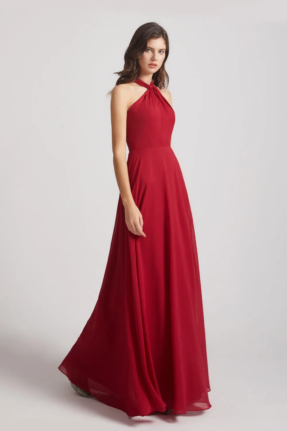 A-Line Chiffon Cross Halter Neckline Bridesmaid Dresses (AF0114)