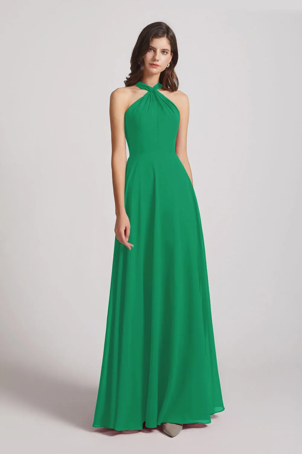 A-Line Chiffon Cross Halter Neckline Bridesmaid Dresses (AF0114)