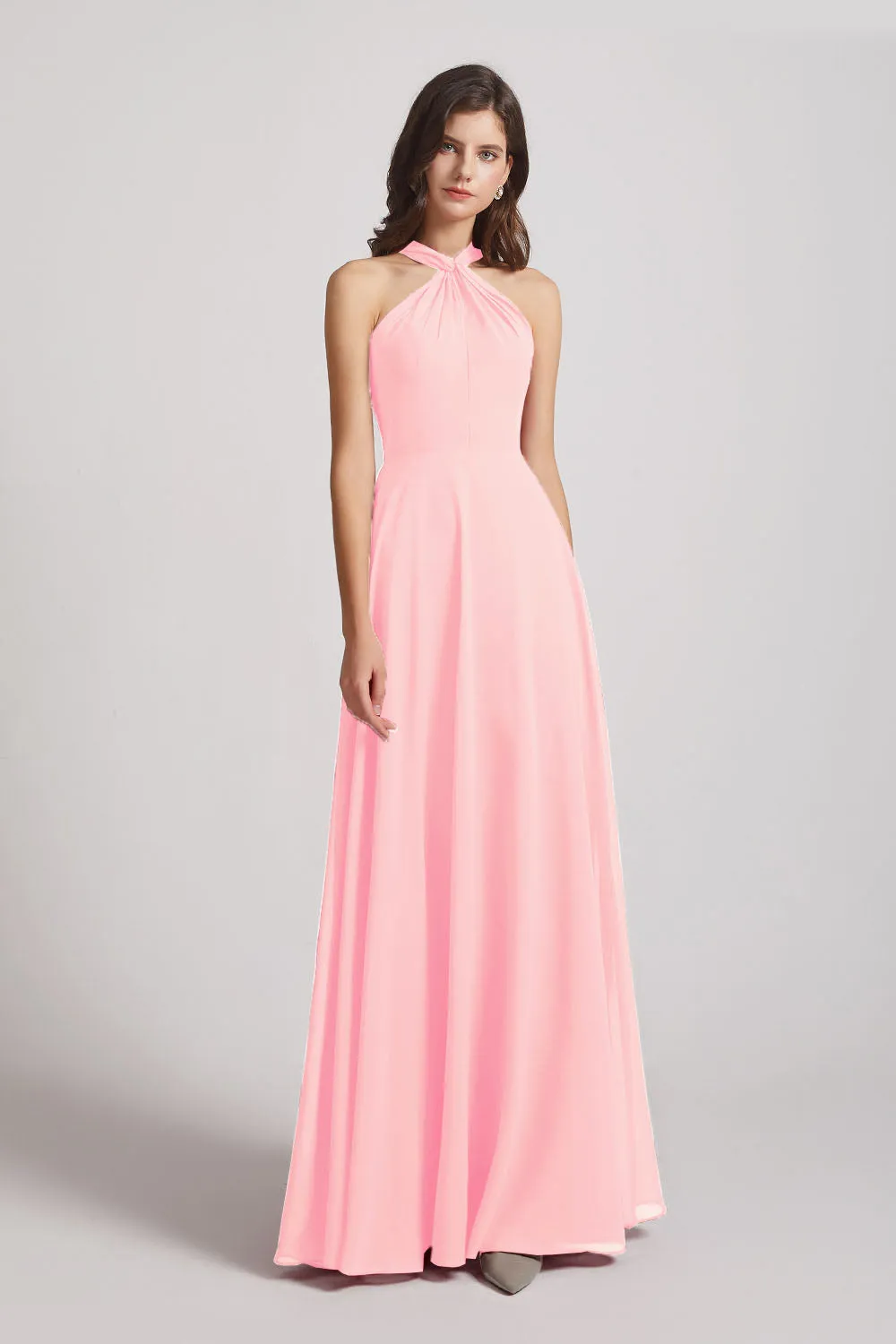 A-Line Chiffon Cross Halter Neckline Bridesmaid Dresses (AF0114)