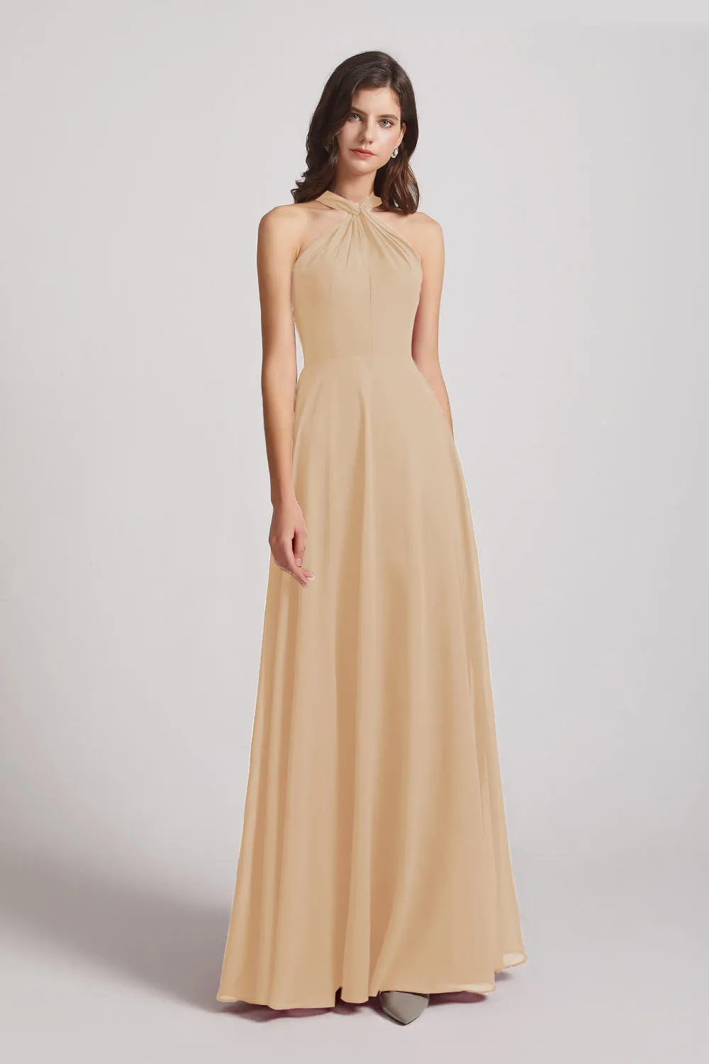 A-Line Chiffon Cross Halter Neckline Bridesmaid Dresses (AF0114)