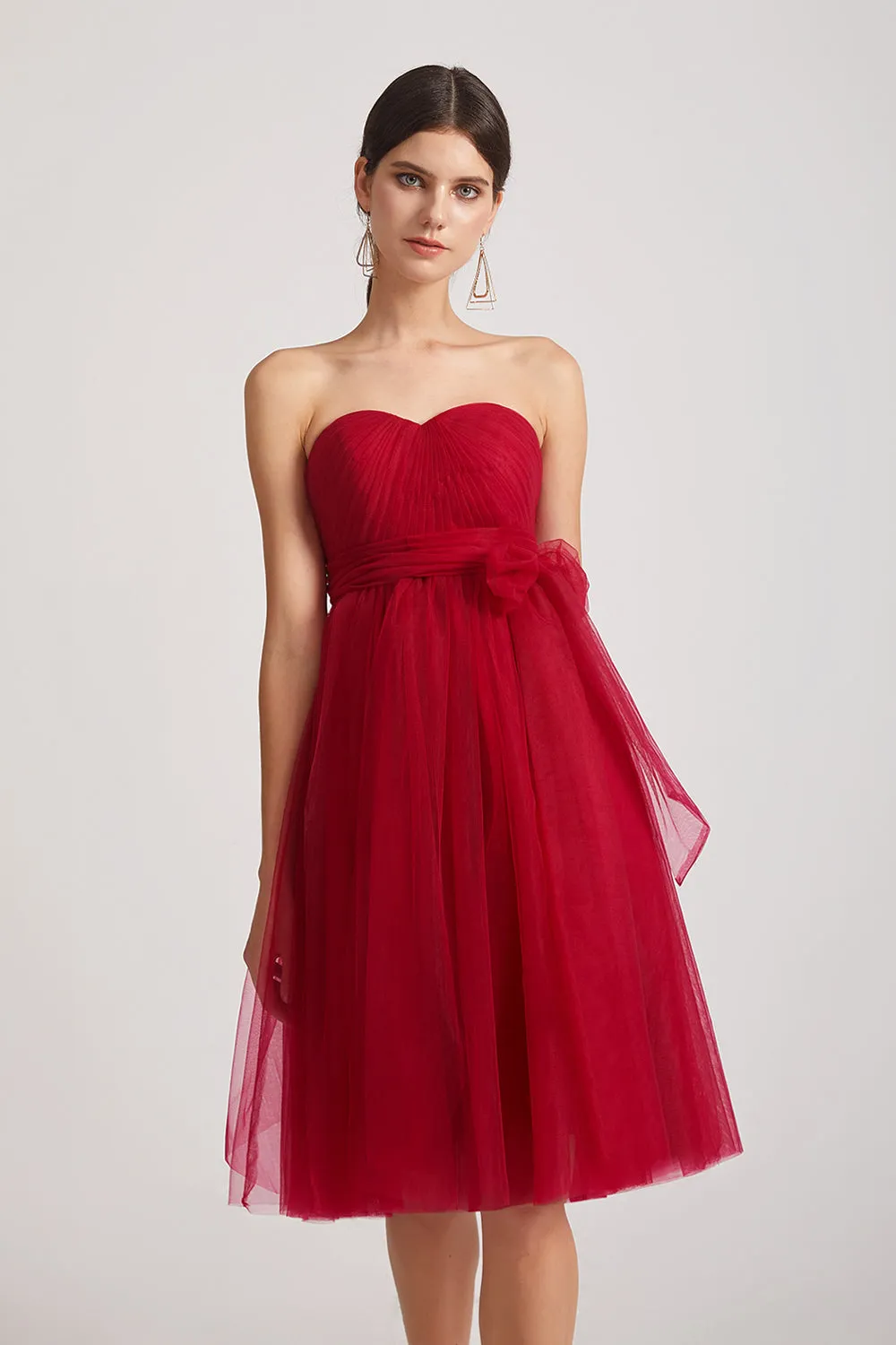 A-Line Tulle Convertible Short Bridesmaid Dresses (AF0183)