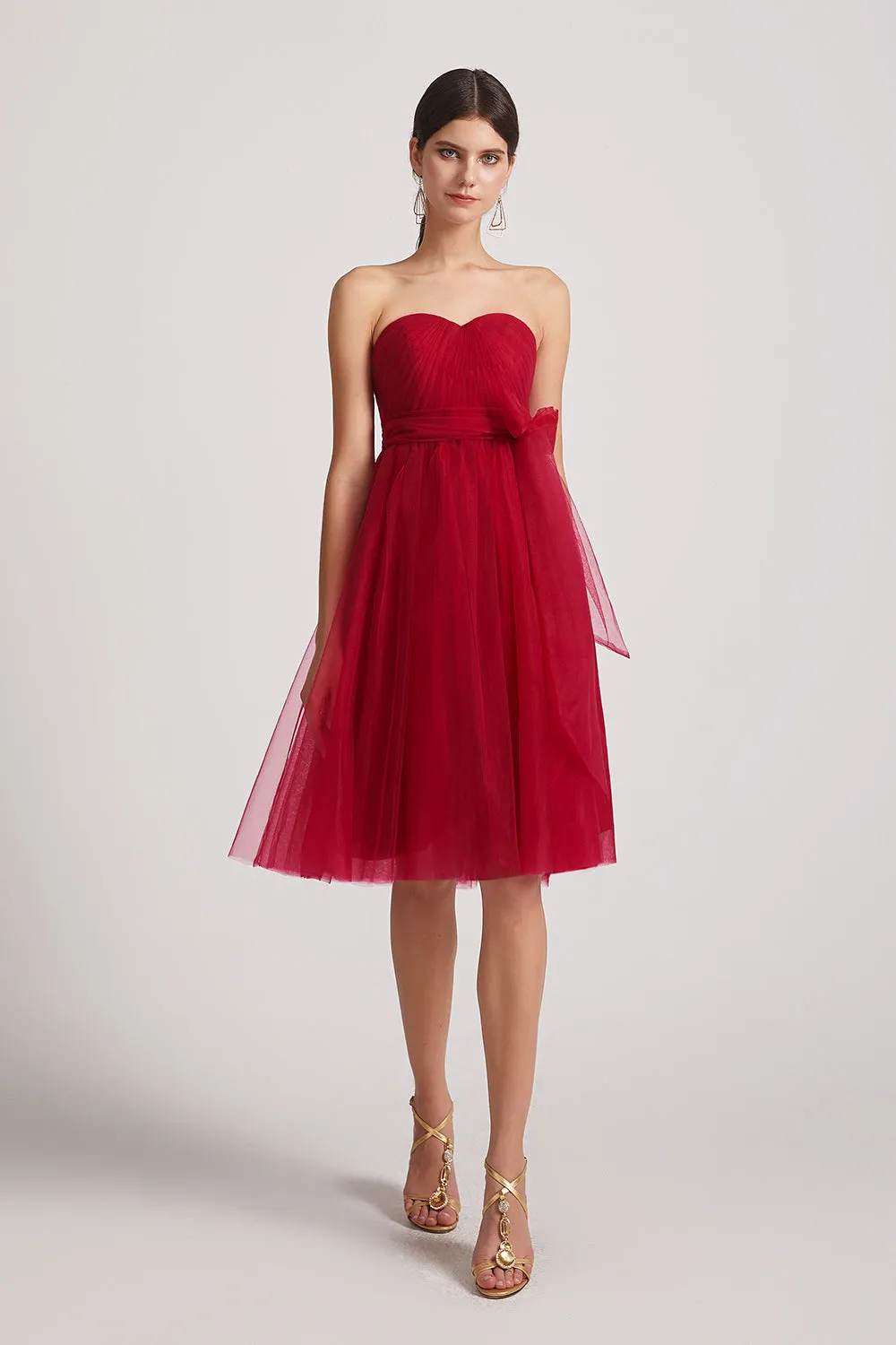 A-Line Tulle Convertible Short Bridesmaid Dresses (AF0183)