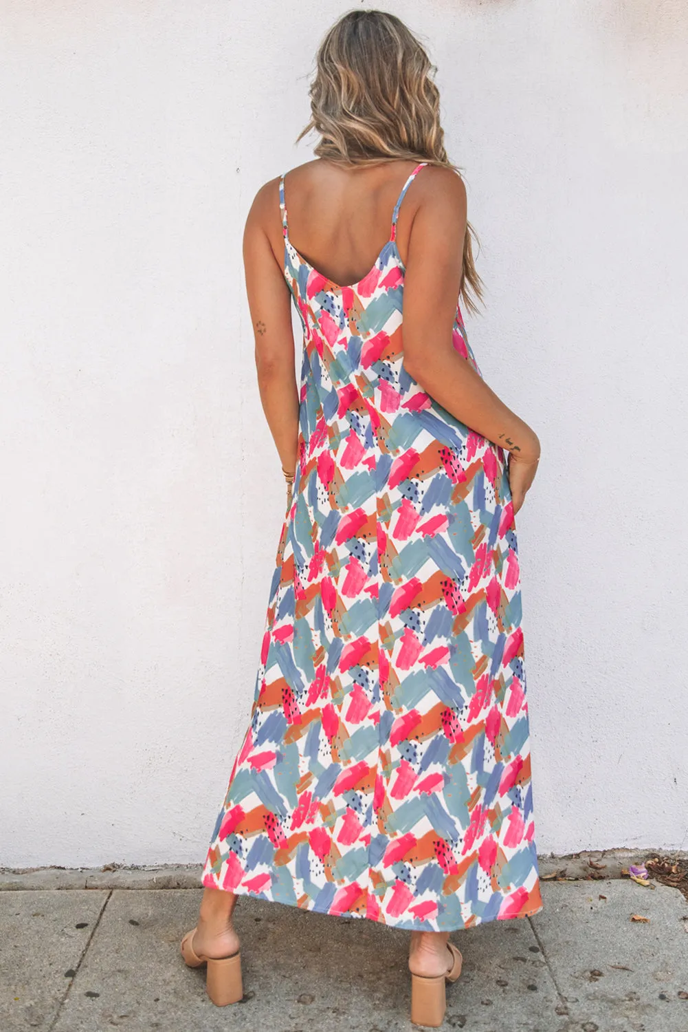 Abstract Print Spaghetti Straps Maxi Dresses