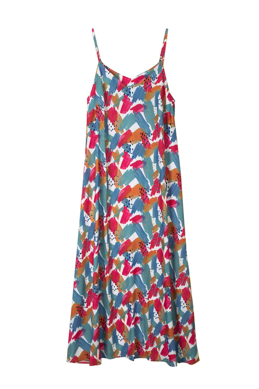 Abstract Print Spaghetti Straps Maxi Dresses