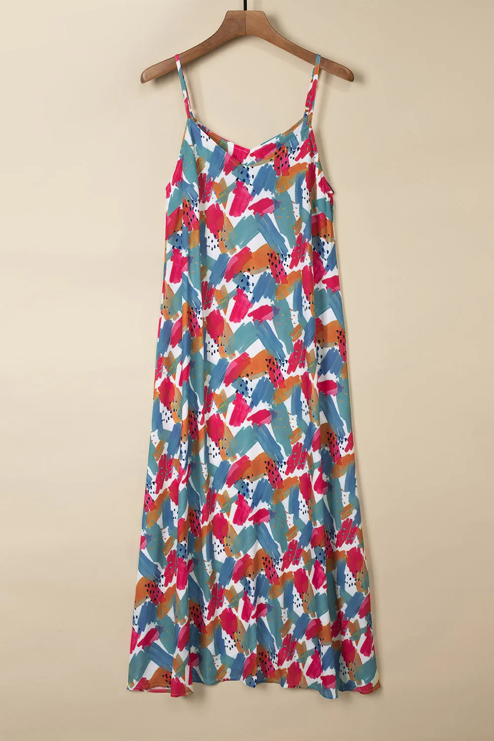 Abstract Print Spaghetti Straps Maxi Dresses