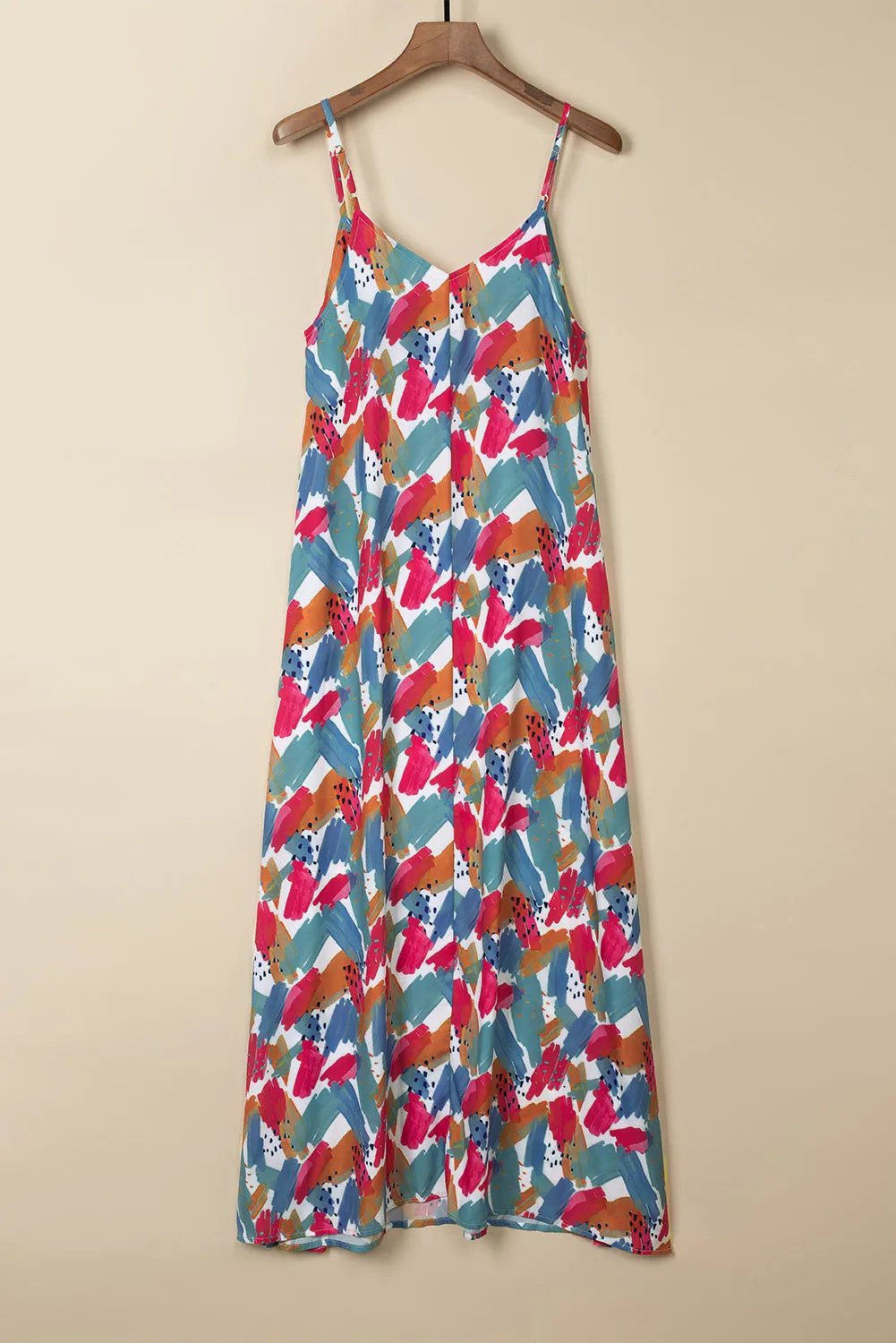 Abstract Print Spaghetti Straps Maxi Dresses