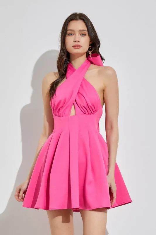 Across the Aisle Cross Neck Halter Dress