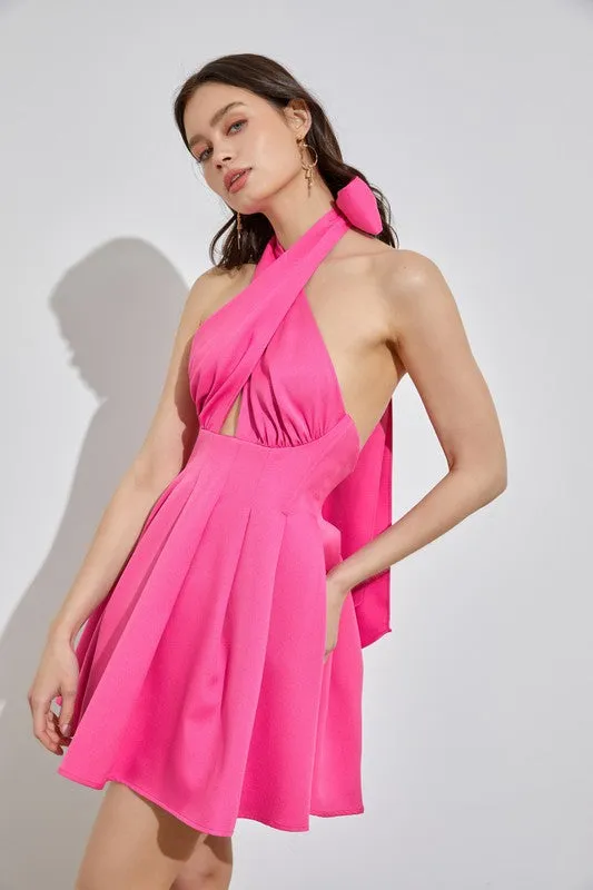 Across the Aisle Cross Neck Halter Dress