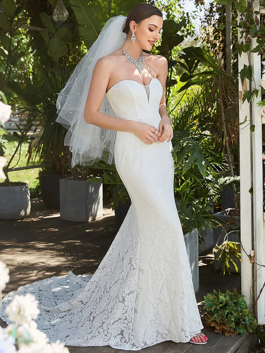 Adorable Strapless Floor Length Fishtail Wholesale Wedding Dresses