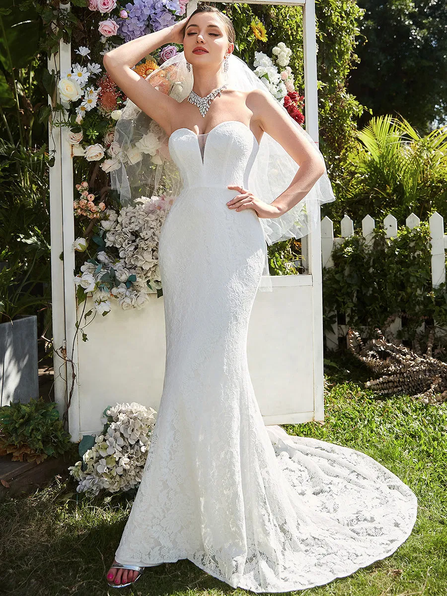 Adorable Strapless Floor Length Fishtail Wholesale Wedding Dresses