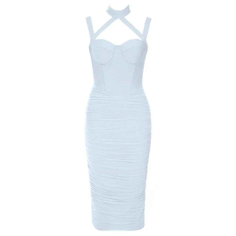 AMBRA Halter Midi Bandage Dress