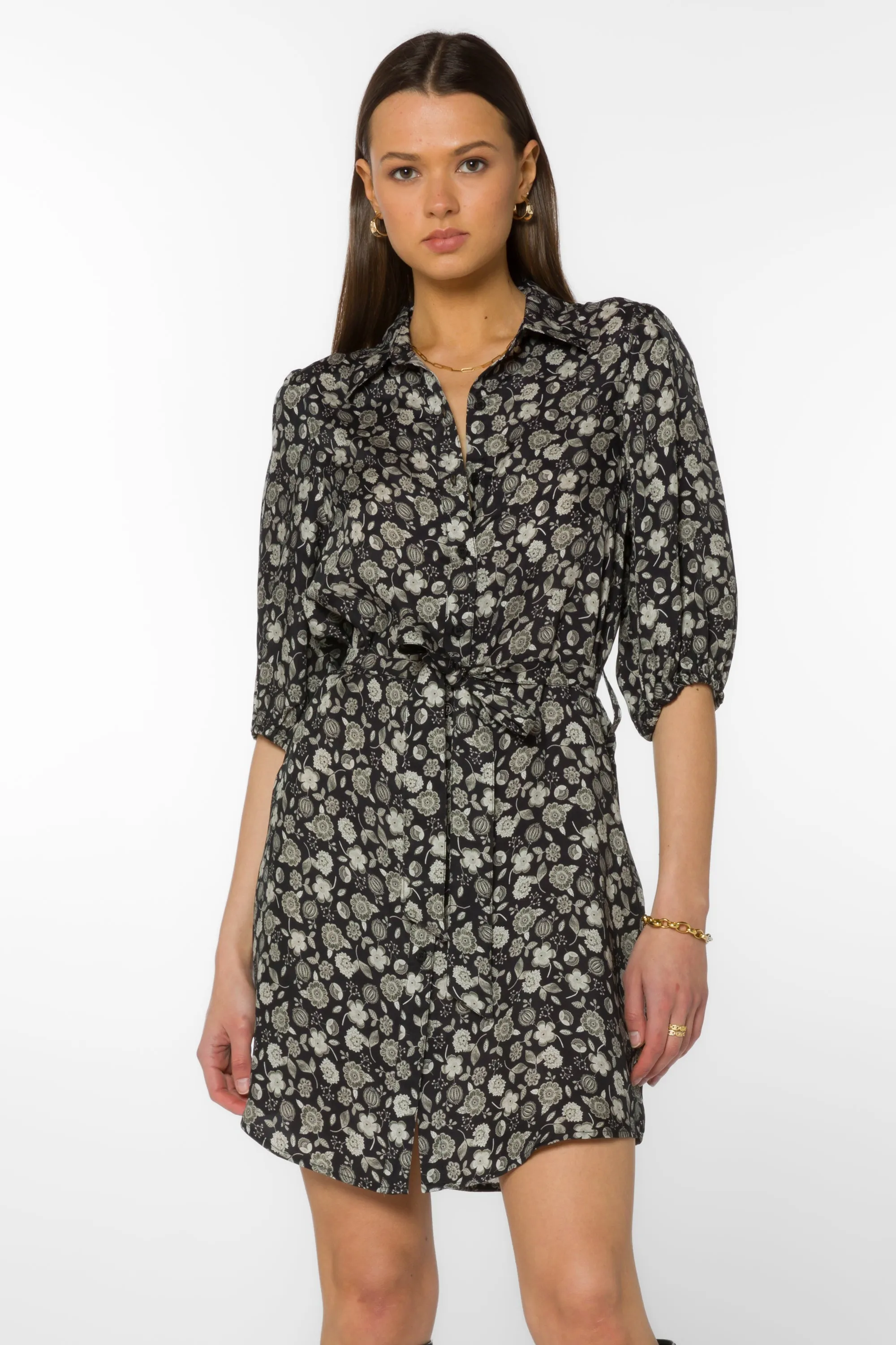 Amelia Black Floral Dress