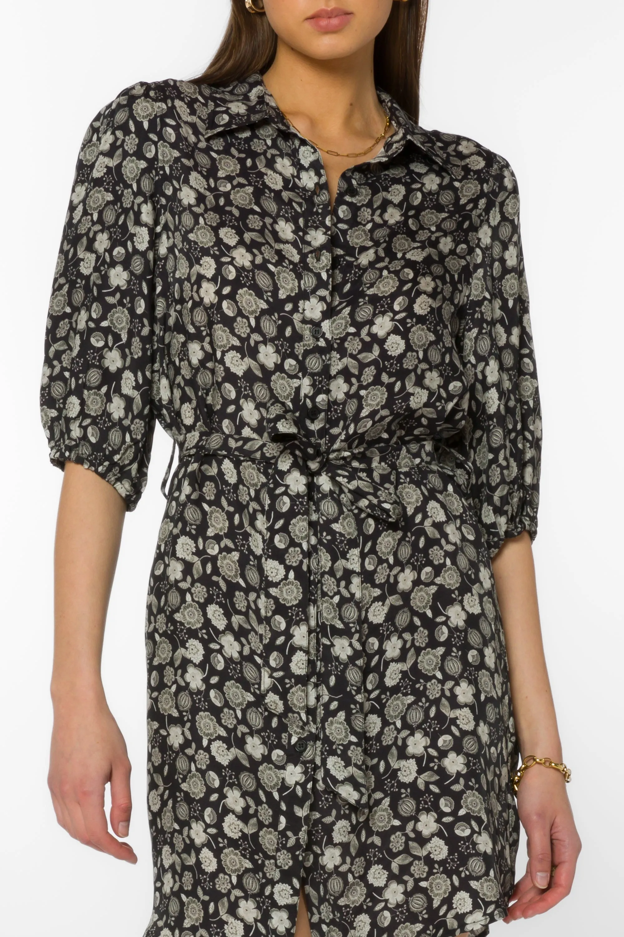 Amelia Black Floral Dress