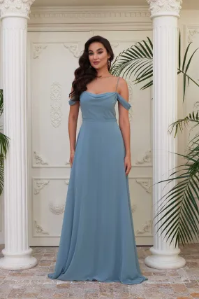 Angelino Çağla chiffon low arm long evening dresses