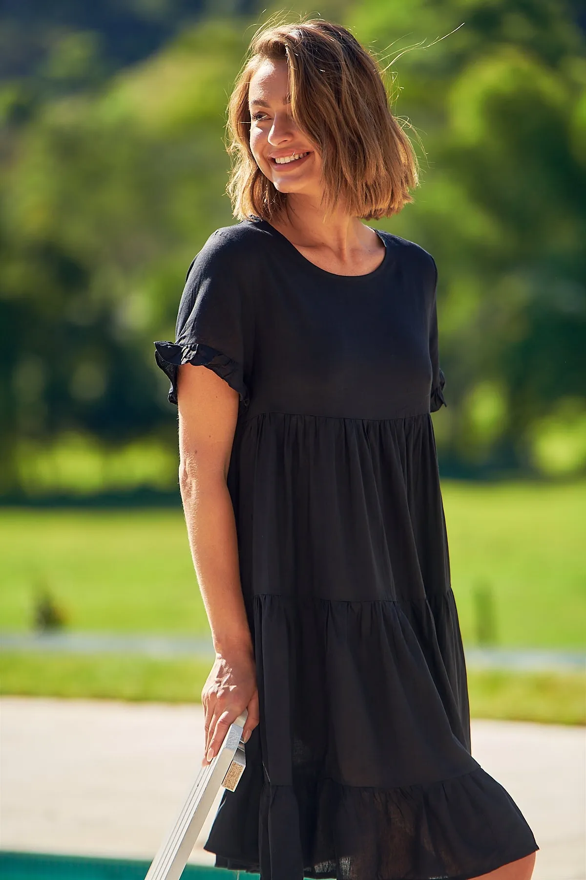 Aviana Black Smock Dress