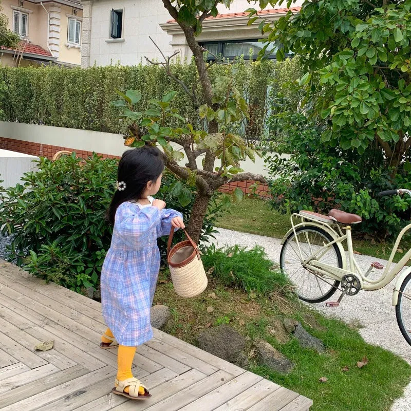 Baby Kid Girls Checked Lace Dresses