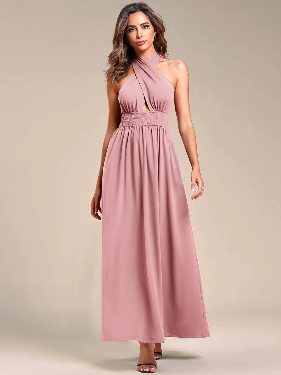 Backless Halter Neck Wholesale Bridesmaid Dresses