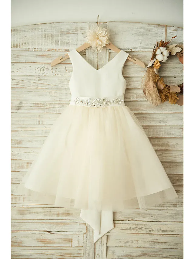 Ball Gown Satin Tulle Wedding Birthday Pageant Flower Girl Dresses