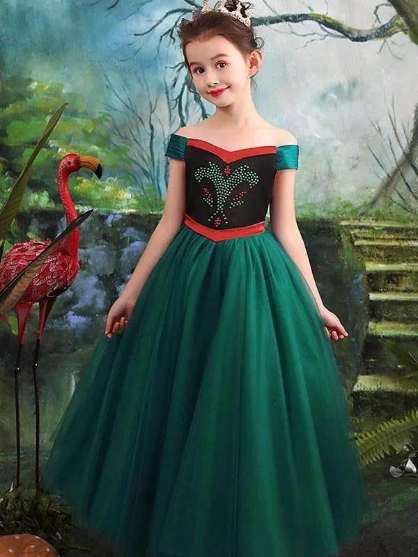 Bateau Neck Tulle Flower Girl Dresses Short Sleeves Tea Length Princess Formal Kids Pageant Dresses