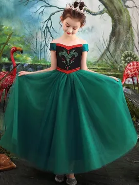 Bateau Neck Tulle Flower Girl Dresses Short Sleeves Tea Length Princess Formal Kids Pageant Dresses