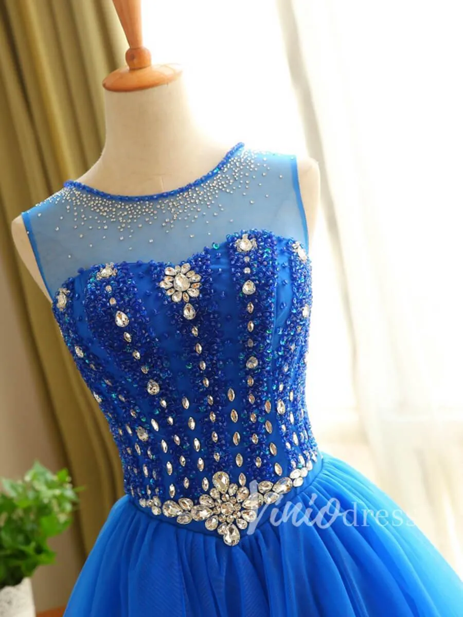 Beaded Royal Blue Homecoming Dresses Corset Back SD1166