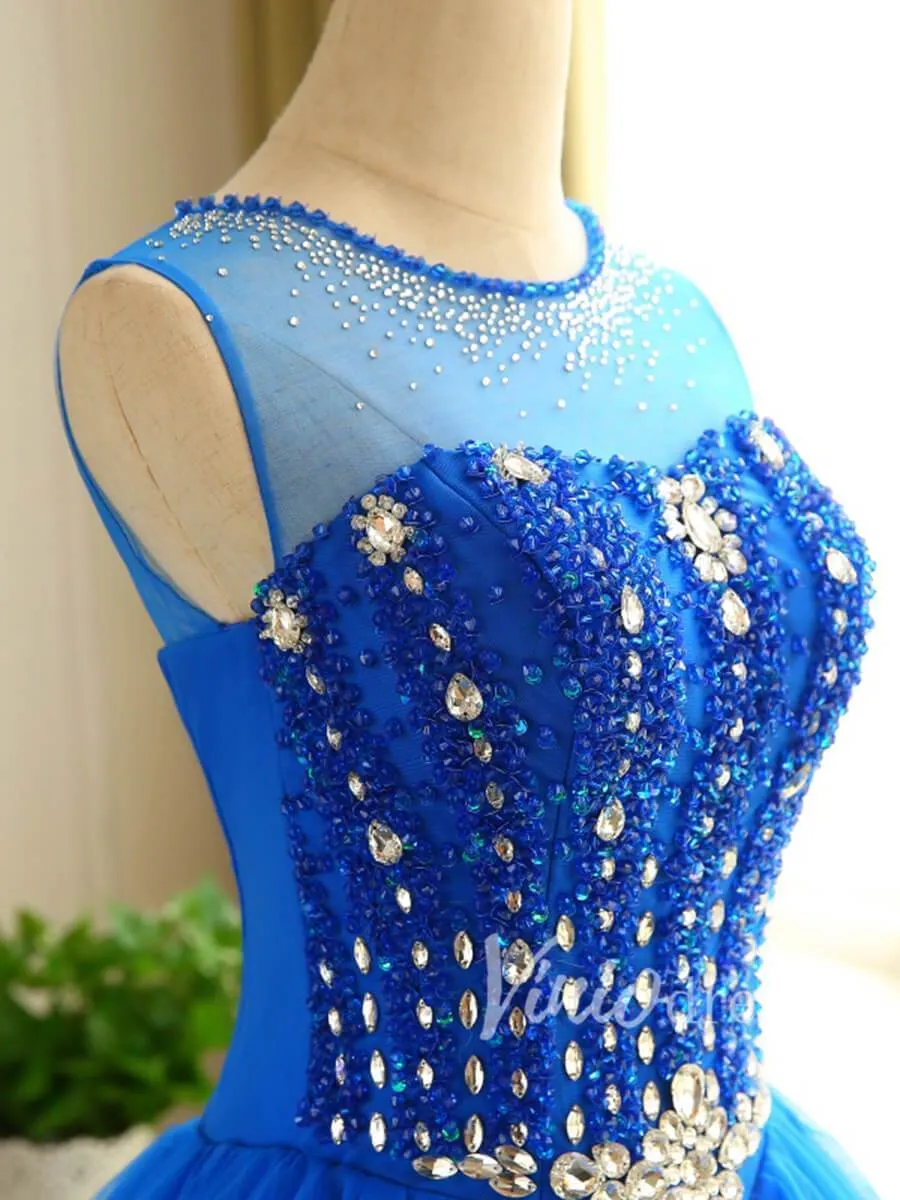 Beaded Royal Blue Homecoming Dresses Corset Back SD1166