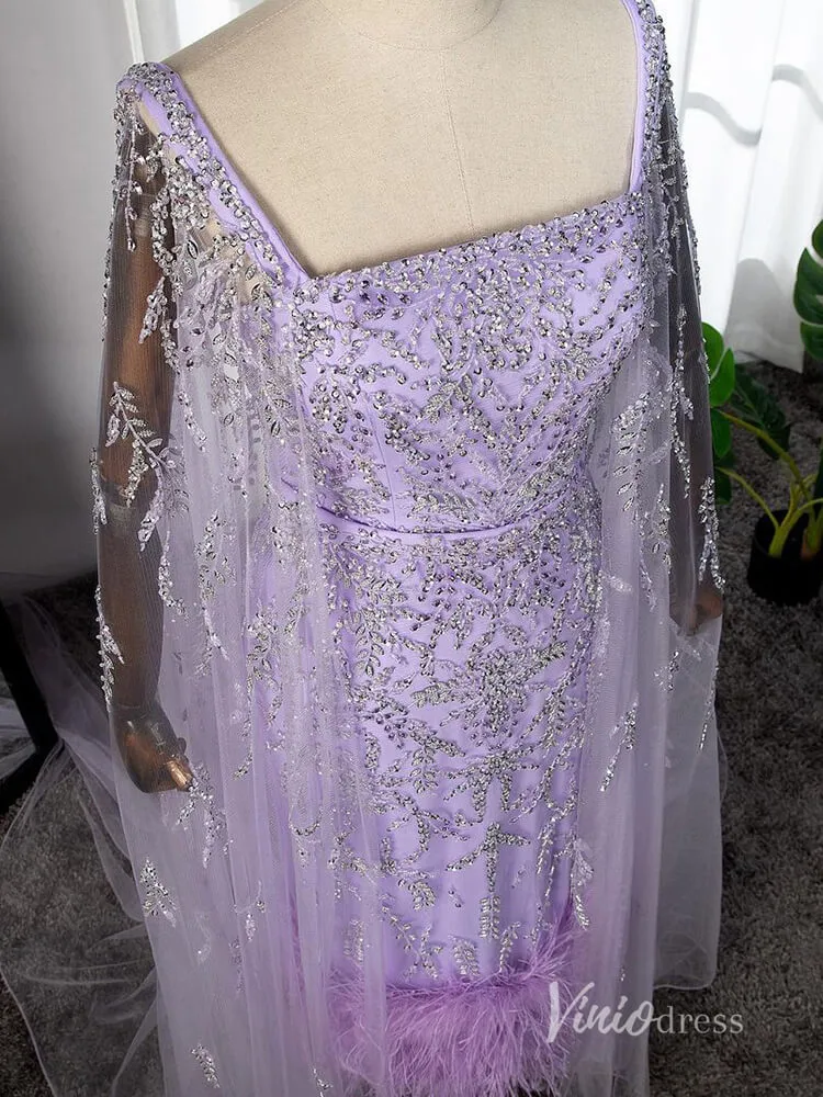 Beaded Tea-Length Evening Dresses Extra Long Sleeve Mother of the Bride Dresses AD1126