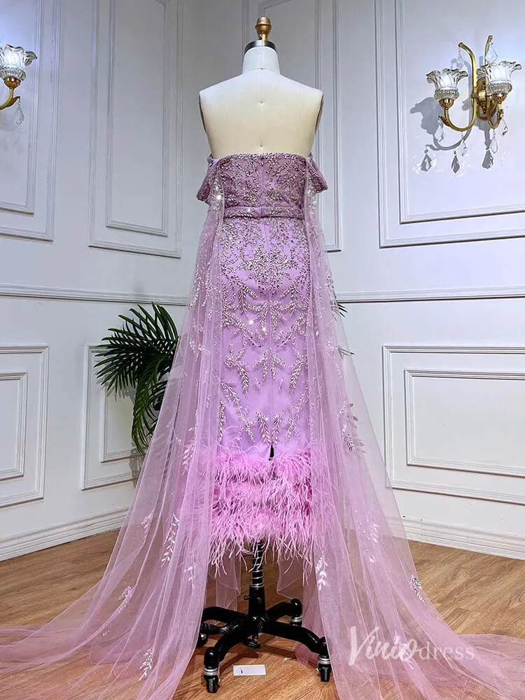 Beaded Tea-Length Evening Dresses Extra Long Sleeve Mother of the Bride Dresses AD1126