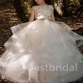 BeautifuI Scoop Sleeveless A Line Flower Girl Dresses, FGS0042