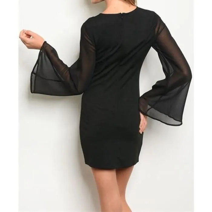 Bell Sleeve Little Black Dress