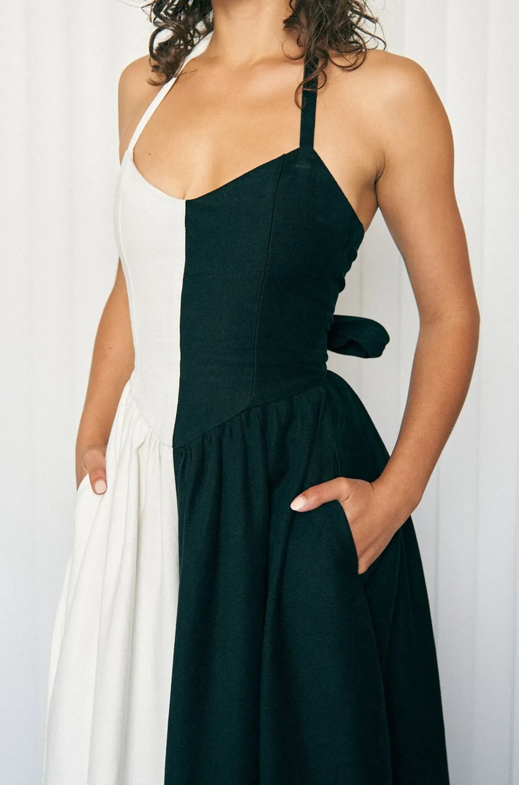 Black & White Halter Gown Dress