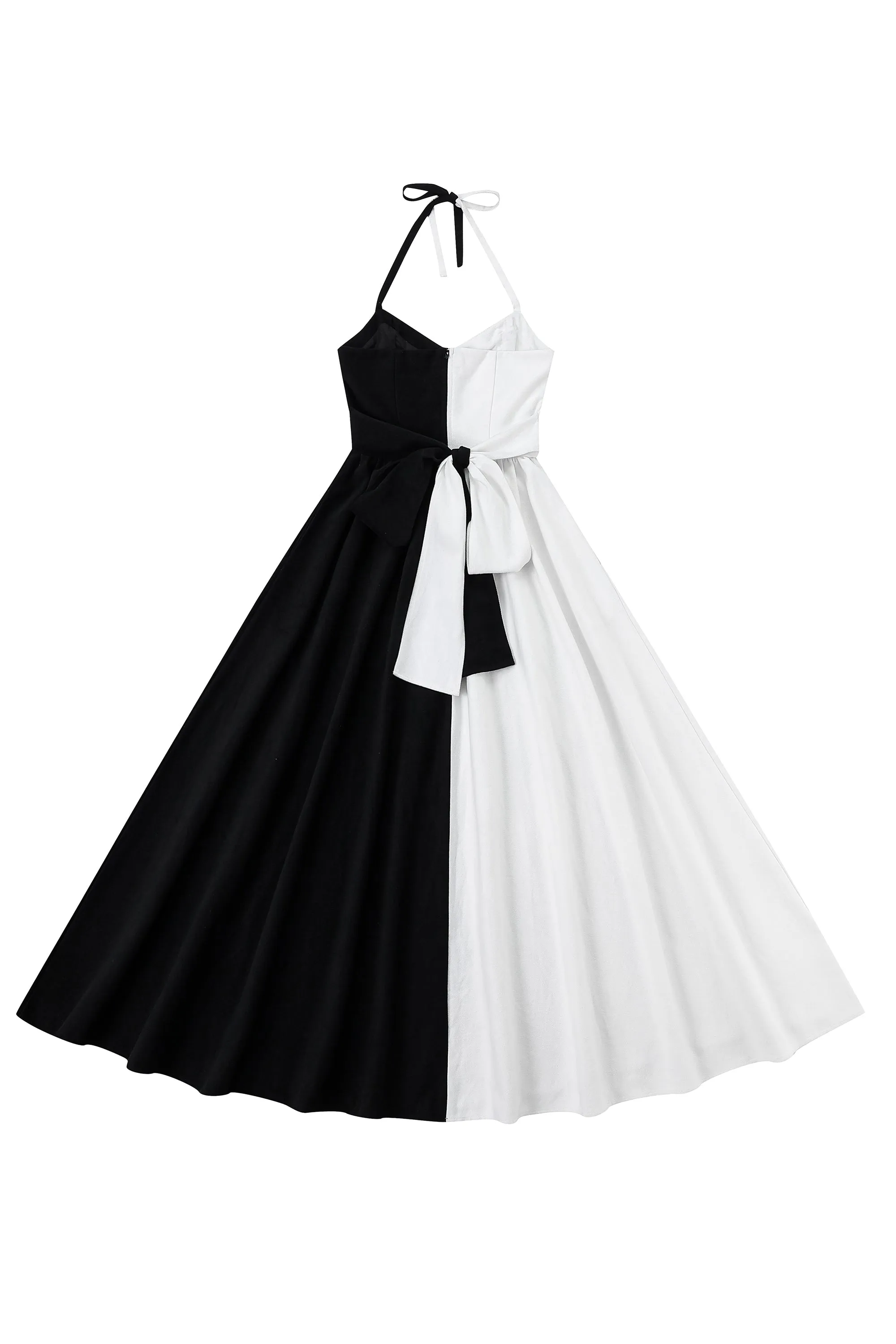 Black & White Halter Gown Dress