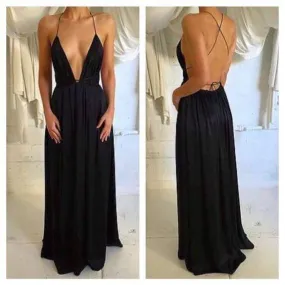 black prom dress, long prom Dress, evening dress, backless prom dress, sexy evening dress, BD394