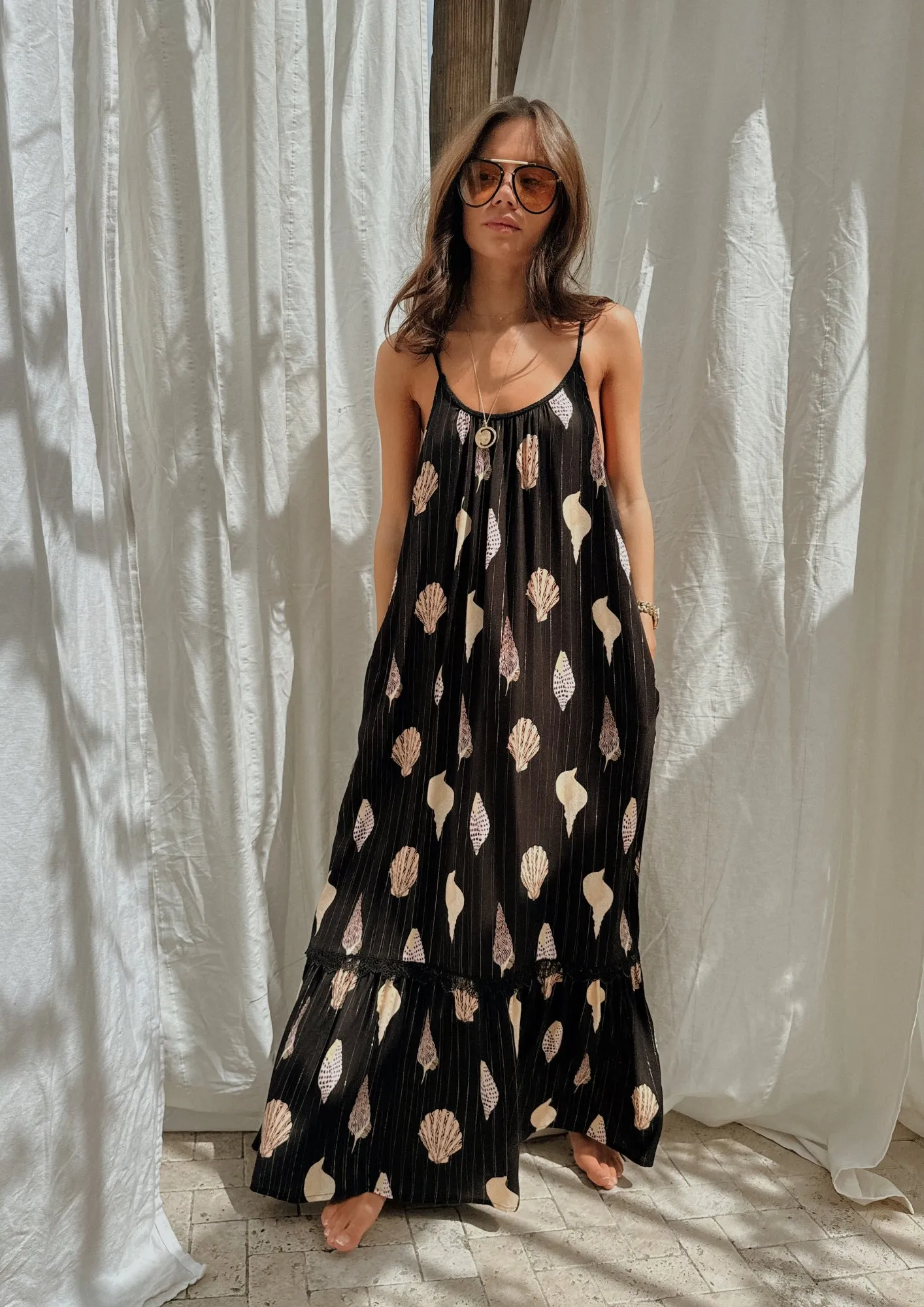 Black Shells Maxi Dress