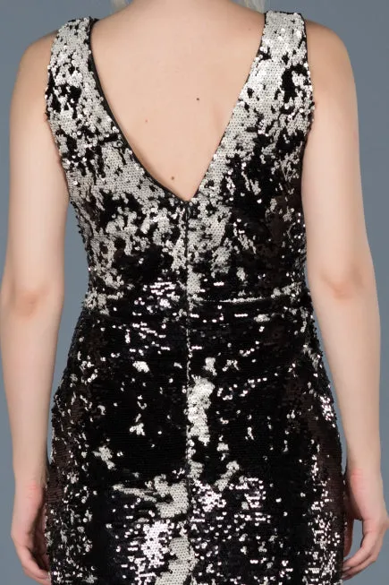 Black Silver Sequin Dress