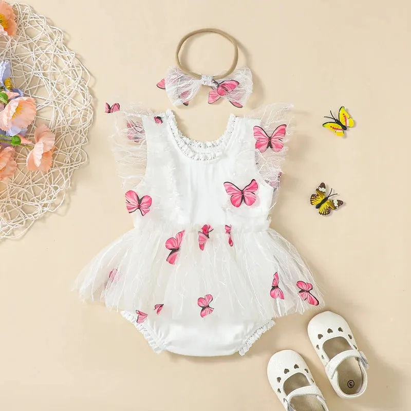 BUTTERFLY White Romper Dress